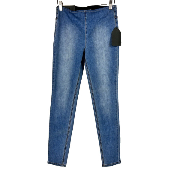 Insanegene Jeans Womens Small Blue Medium Wash Denim Mid Rise Skinny Pull On - Picture 1 of 9